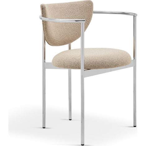CHICFURN Set di 2 sedie da pranzo 75x45 cm in tessuto beige, stile scandinavo (1/5)