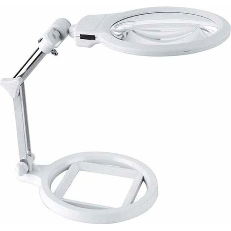 Loupe de table Lampe Loupe sur Pied Réglable en Métallique Grand support de bureau réglable 130 mm inspection et maintenance lecture loupe 5x