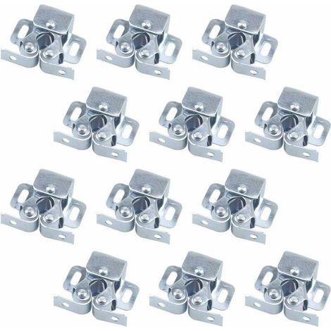 12PCS Fermetures de Porte, Ferme-portes, Fermetures à Double Galet pour Porte battante de Meuble, Loquet Porte d'armoire (Argent) (1/4)