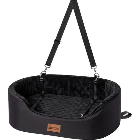 Skylos Dog Car Seat Large Booster Bed for Cars Travel SUV Black Soft Oxford (1/5)