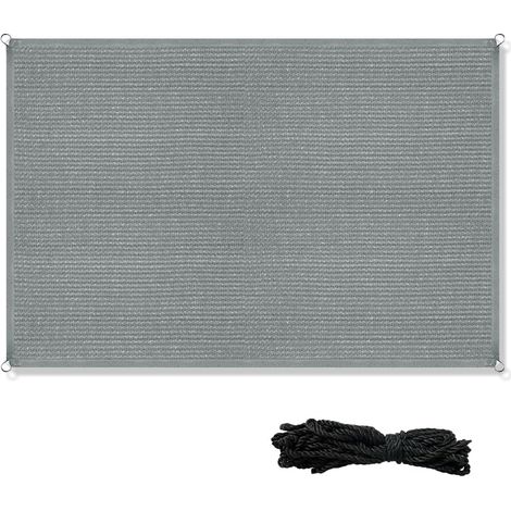 Voile d'ombrage Rectangulaire, 2 x 3M Toile Ombrage Imperméable Protection Solaire, Protection UV 90%, HDPE, Voile Ombrage Jardin avec Cordons, pour Patio,Terrasse,Balcon(Gris Foncé) (1/5)