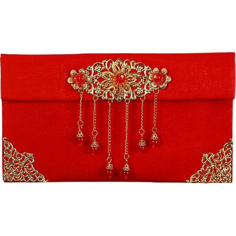10 Enveloppe rouge, texture claire, soie artificielle, satin artificiel, mariage fiançailles Nouvel An chinois(Troisième trimestre : septembre) (1/5)