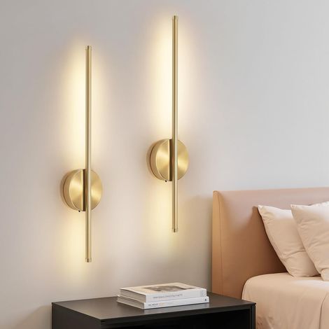 Applique Murale Intérieure Avec Interrupteur et Télécommande - Lampe Murale Sans Fil Températures Rechargeable Dorée - Luminaire Mural Interieur pour Chambre Salon Couloir Escalier (1/5)
