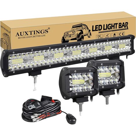 Barra de luz LED, haz combinado, diseño impermeable, cable de 20 pulgadas y 420 W. (1/2)
