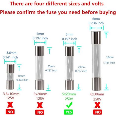F5AL250V 20 Pcs 5x20mm Fusible En Verre À Soufflage Rapide 5A 250V 0.2x0.78 pouce Fusible Temporisé (Paquet de 20 Pcs) (1/5)