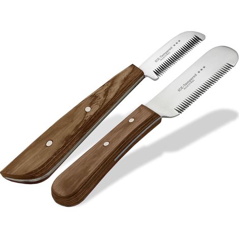 Juego de cuchillas recortadoras para perros y gatos InstrumenteNrw con dientes finos y gruesos, peine de aseo de 2 piezas para el subpelo del perro, tijeras de acero inoxidable para perros (1/5)