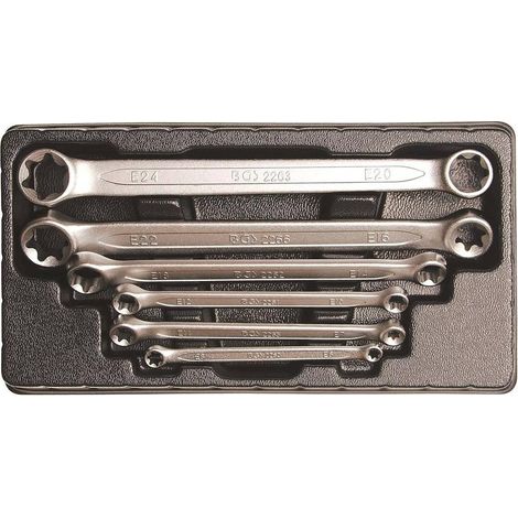 Jeu de Clés à Oeil Doubles Profil E6-E8 à E20-E24 - 6 pcs - Acier Résistant - Précision et Durabilité - D-Work (1/5)