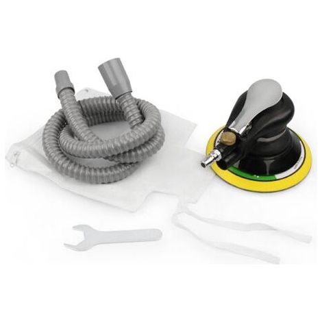 QORVA- Machine de meulage et de polissage excentrique pneumatique,machine de polissage et de cirage de voiture,machine à papier de verre pneumatique,6 pouces avec aspirateur,noir