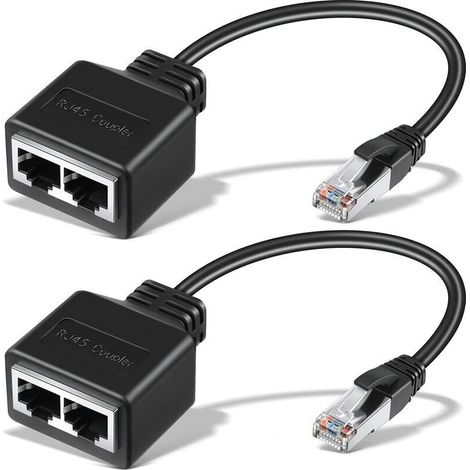 [NEVER USED] RJ45 Ethernet Cable, 2 Pack Network Adapter, Ethernet Splitter Adapter, Ethernet Extender, Dual Network Splitter, Fits Cat5, Cat5e, Cat6, Cat7, LAN Adapter, Female Connector, Dev
