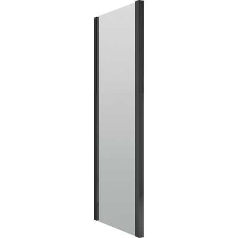 6mm Toughened Safety Glass Reversible Shower Side Panel - 700mm - Black