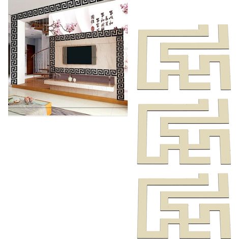 Sticker mural miroir taille fine, moderne, en PVC, stéréoscopique, à faire soi-même, décoration de fond dorée (1/5)