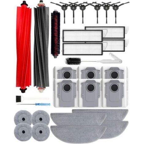 Juego de 30 accesorios para la aspiradora robot Roborock S8 Maxv Ultra/S8 Max Ultra: 2 cepillos principales, 6 bolsas para el polvo con carbón activado, 4+4 paños de limpieza, 4 filtros HEPA, 6 cepill