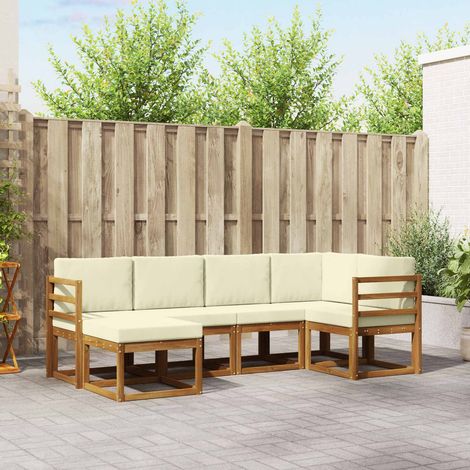 Outdoor-Sofagarnitur mit Kissen 6 pcs Natur und Creme