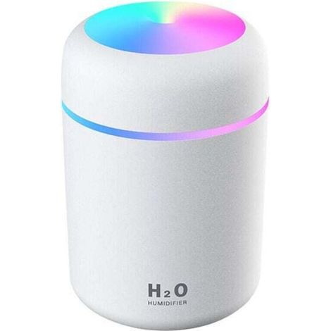 Humidificateur d’air portable USB, mini diffuseur ultrasonique avec 2 modes de brume, arrêt automatique, veilleuse LED colorée pour maison, bureau, voiture (1/4)