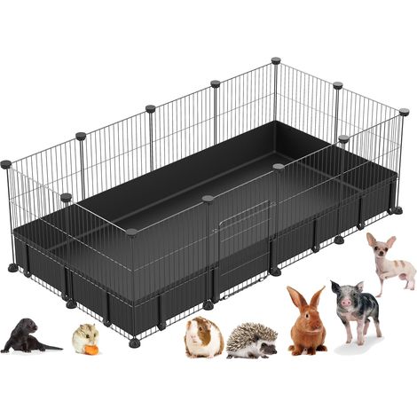 Parc de jeu pour petits animaux, parc de jeu pour animaux de compagnie avec tapis imperméable, lapin, cobaye, chiot, parc, portable intérieur et extérieur 76x97 cm 12 pièces (1/5)