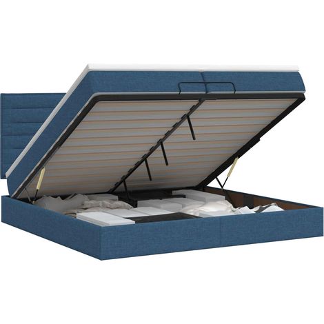 Letto ottomano con materasso Blu 200 x 200 cm Tessuto vidaXL (1/5)