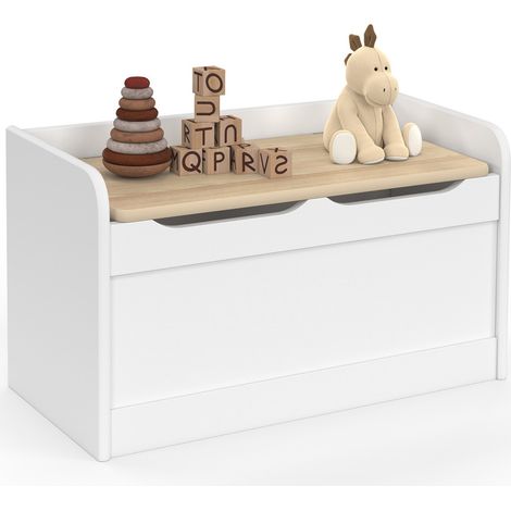 Panca portaoggetti per bambini LOGAN 60 cm in legno bianco e faggio