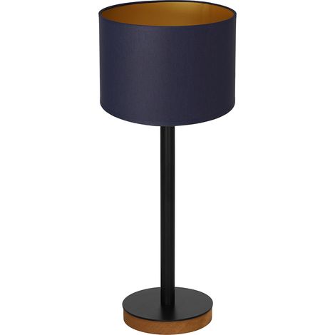 Lampe de table Luminex, abat-jour marine doré E27 15W