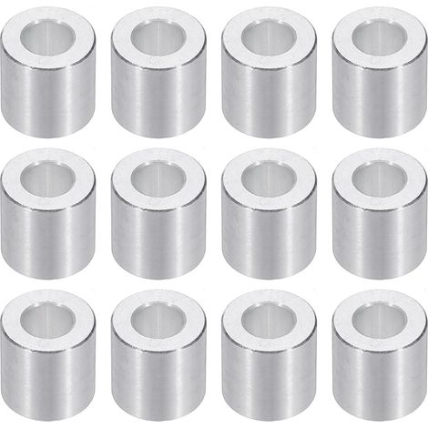 Rondelles en Aluminium M6, 12pcs Entretoise Métallique à Vis Ronde, Rondelle Plate pour Vis Tige Écrous Boulons, Bague d'Écartement en Métal 6.2mm ID x 12mm OD x 12mm Hauteur (1/5)