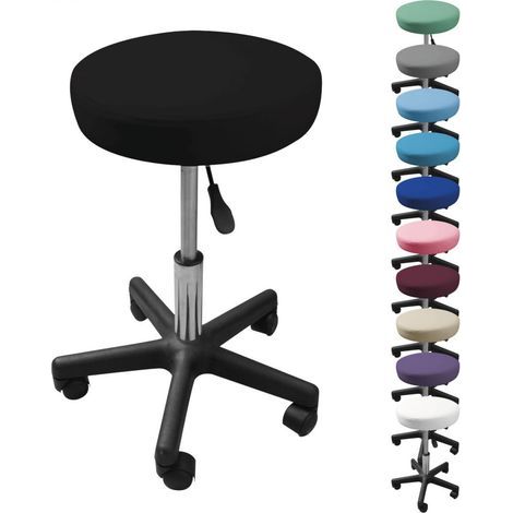 Sgabello da officina rotondo, altezza regolabile da 43,5 a 60,5 cm – girevole a 360° – seduta larga 35 cm – similpelle – 5 ruote in nylon – Vivezen (1/5)