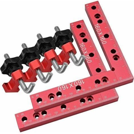 Carrs de Positionnement 90 Degrs avec 2 Pinces D\\\\'Angle et 4 Visser, 160X160 mm Pince d\\\\'angle type L 90 D\\\\'Aluminium, Outil de Menuisier de Type L pour Serre Joint Angle 90 Degrs (1/5)