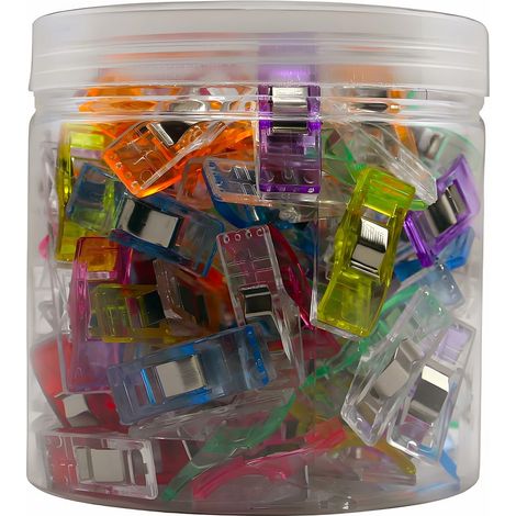 100 Pinces de couture pour tissus, Pinces pour couture et quilting, Pinces pour la finition des bordures, Accessoires et fournitures de couture (9 couleurs) (1/2)