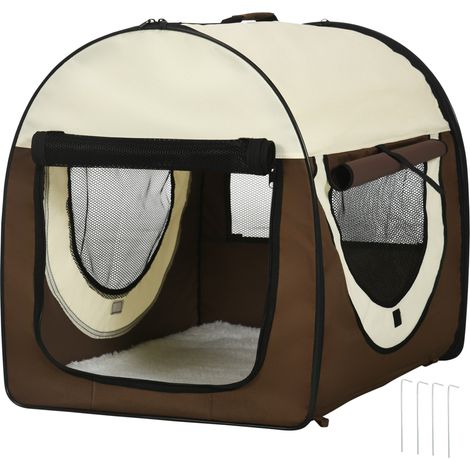 Trasportino pieghevole Oxford con cuscino lavabile e borsa trasporto, marrone, 70x51x59cm