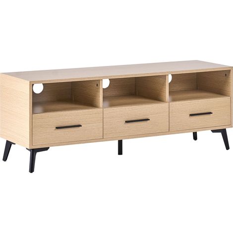 TV Stand Light Brown MDF Modern Cabinet Cable Management Living Room KITIMAT (1/5)