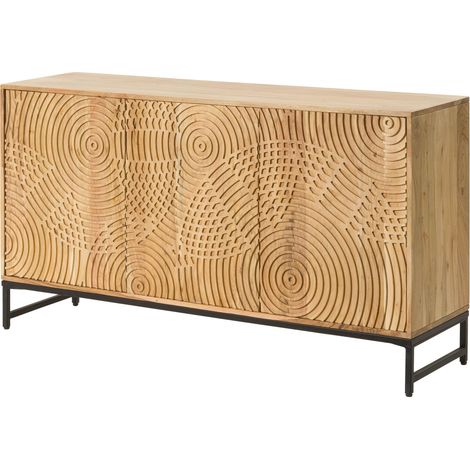 Buffet en bois d'Acacia 150x40x80 naturel laqué MARRAKESCH 115 (1/4)