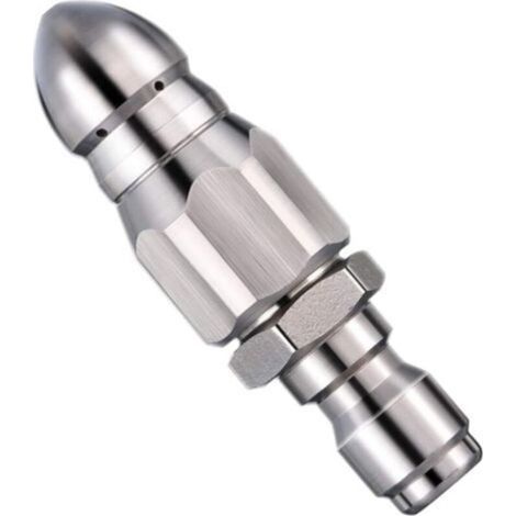 Buse de nettoyage haute pression en acier inoxydable pour déboucher les canalisations, pour nettoyeur haute pression, buse à jet arrière/buse fusée (pour tuyau de 1/4") (1/4)