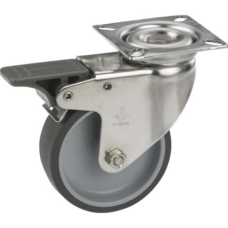 Lenkrolle TPE Kunststoffrad ø 50mm Transportrolle Tragkraft 40kg Stahl verzinkt (1/2)