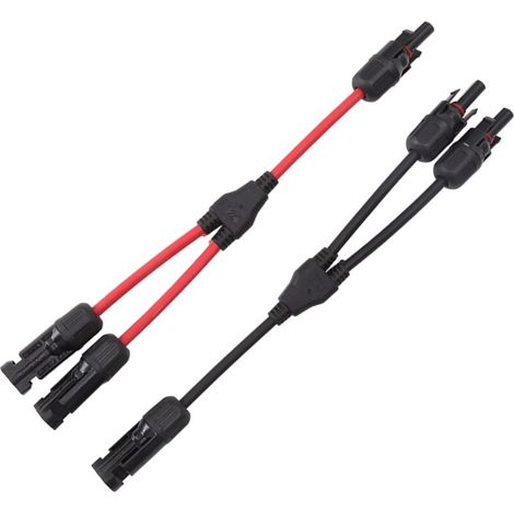 Connecteurs Solaires de Branche en Y, 2 PCS 1 à 2 RéPartiteurs Solaires PV Adaptateur Parallèle CâBle Prise de Fil 1000V DC (rouge noir),A (1/5)