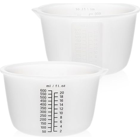 Silikon-Messbecher mit Graduierungsmarkierungen, 2-teiliges Set mit 600-ml-Silikon-Messbechern, Messschale für Epoxidharz, Messbecher für Epoxidharz-Gießformen (1/5)