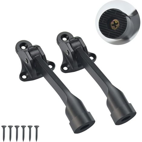 PCS Zinc Alloy Door Stops Spring Loaded Door Stop 126mm Door Stop Floor Metal Door Stopper Lever Door Stopper with 6 Screws for Bedroom Garage Office Home (Black)