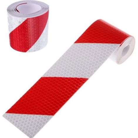 Ruban Réfléchissant - 5 cm x 3 m - Rouge et Blanc - Pour Sécurité Routière et Véhicules - 2 Pièces (1/5)