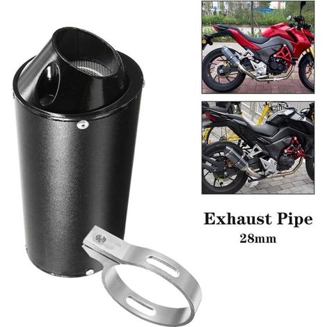 D'échappement de moto en acier inoxydable, Silencieux Tube de motode Remplacement 28 mm avec pince pour 50 cc 110 cc 125 cc ATV Dirt Pit Quad Bike Motocross Noir