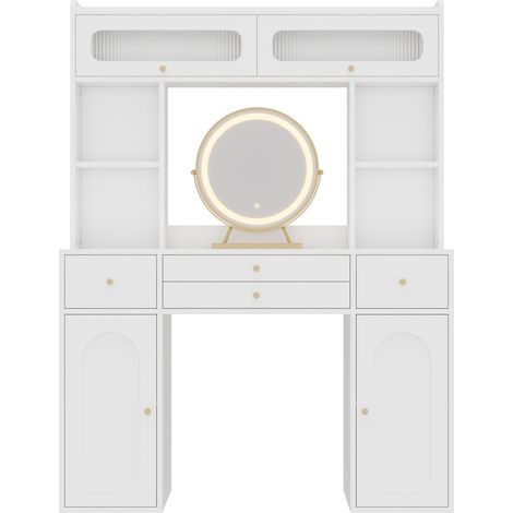 GagaCoiffeuse LED avec miroir 120×40×160 cm Blanche (1/5)