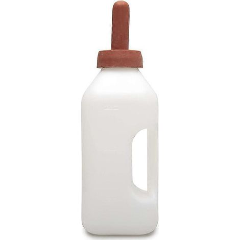 Biberon pour veaux avec poignée et tétine à pression, capacité de 2 litres, pour l'allaitement des veaux. (1/4)