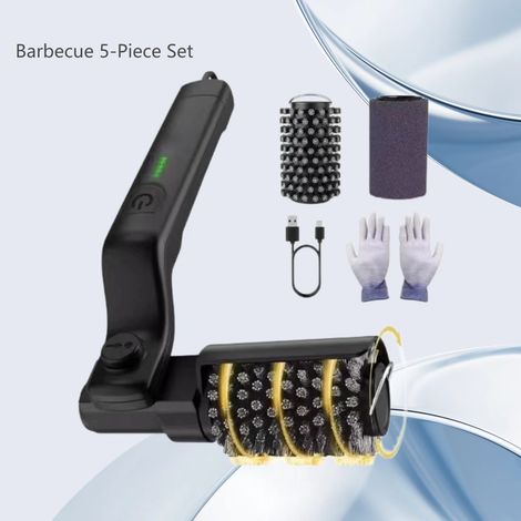 Filiyano-Brosse de barbecue électrique rotative, 3 vitesses, acier inoxydable 304, sans poils qui se détachent, autonomie de 90 minutes, vert armée (1/5)