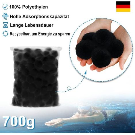 700 g Filterkugeln aus Filtersand, Filterkugeln für Schwimmbecken, Filterpumpen, Aquarium-Sandfilter (Schwarz) (1/5)