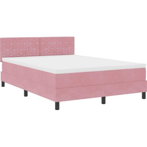 Cama tipo Box Spring con cabecera Rosa 160 x 200 cm Terciopelo vidaXL (1/5)