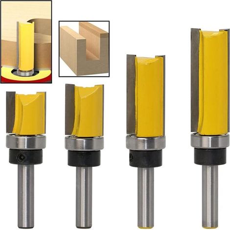 Mèche De Toupie - Tige 8 mm - Longueurs 20 25,4 38,1 50,8 mm - Pour Fraiseuse CNC Portative Et Bureau - Lot De 4 (1/4)