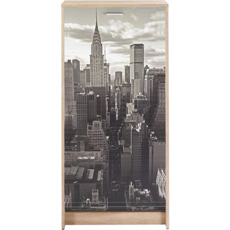 Meuble à chaussures chêne naturel rideau New York 21 paires Shoot 58cm (1/3)
