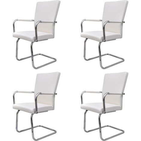 Maison Exclusive - Freischwinger 4 Stk. Weiß Kunstleder
