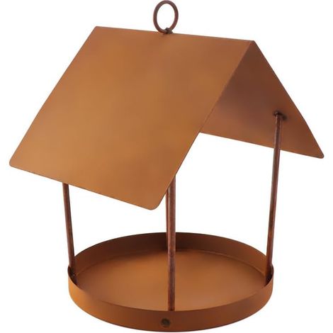 Mangeoire à oiseaux en fer à suspendre - Résistante à la pluie - En forme de cabane - Pour oiseaux - Décoration de jardin et balcon (1/5)