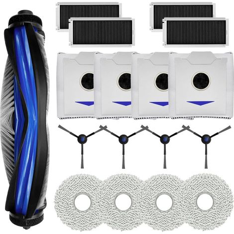 Accesorios de repuesto para Ecovacs Deebot N30 OMNI/ N30 PRO. El juego incluye 1 cepillo principal, 4 filtros HEPA, 4 mopas, 4 bolsas para el polvo y 4 cepillos laterales. (1/5)