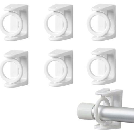 Supports de tringle à rideaux sans perçage (6 pièces) Crochets auto-adhésifs pivotants à 360° pour tringles de 1 à 2 cm de diamètre (1/5)