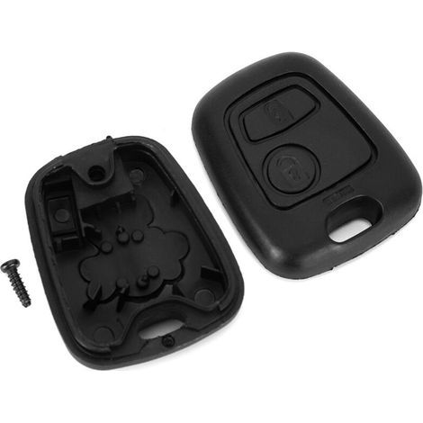 Coque de remplacement pour télécommande voiture 2 boutons compatible Peugeot 206 – plastique résistant, noir mat, lot de 1 (1/5)