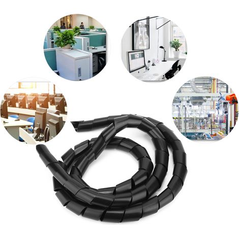 Lot de 2 gaines de protection spiralées en PP noir de 25 mm (1/5)