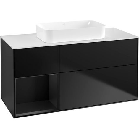 V&B Waschtischunterschrank Wandbeleuchtung Finion 120x60 cm, Reg re bla m Lac, bla m Lac (1/2)